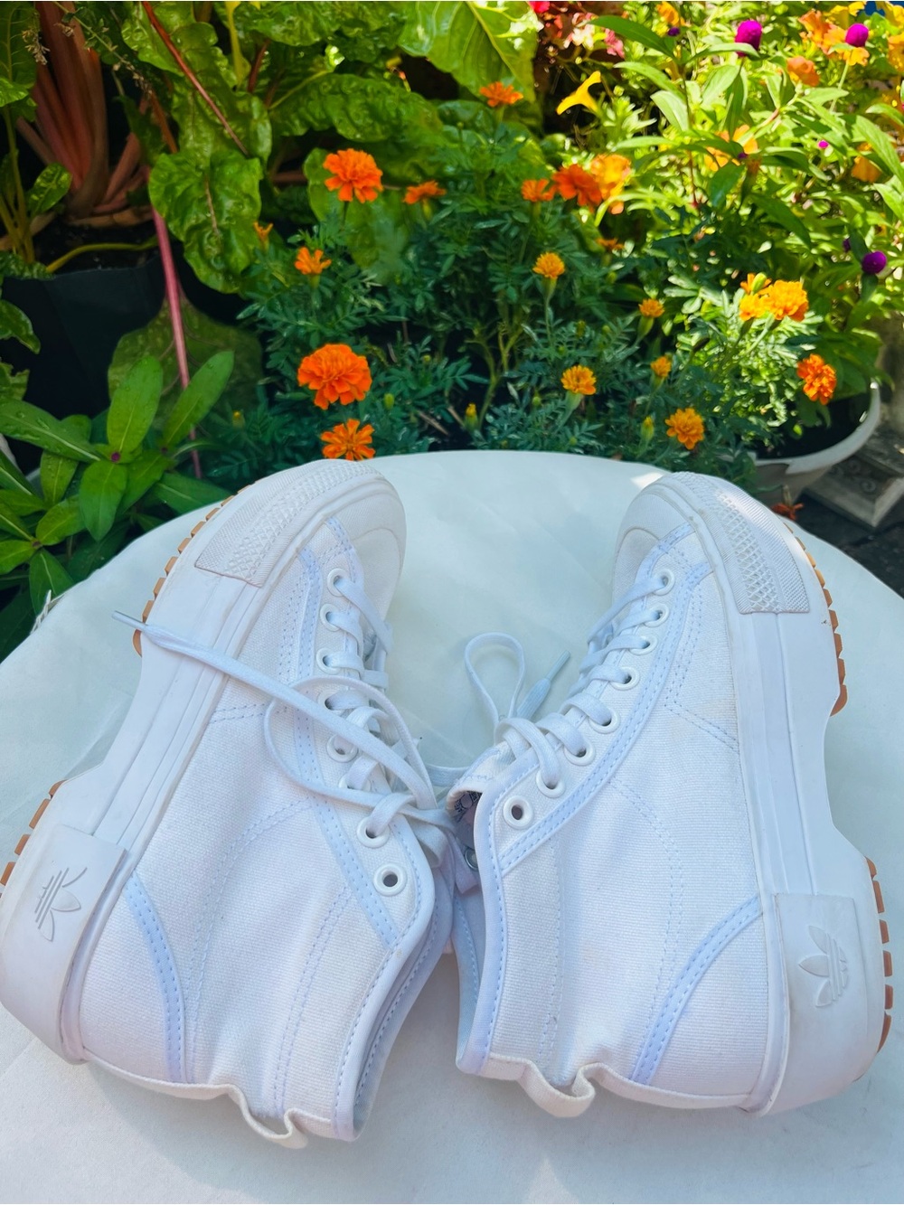 adidas White High-Top Canvas Sneakers - Women - Picture 4 of 5